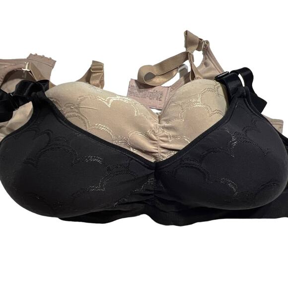 Bali Comfort Revolution Wire Free Bra Bundle Adjustable Straps Nude Black - Picture 2 of 11